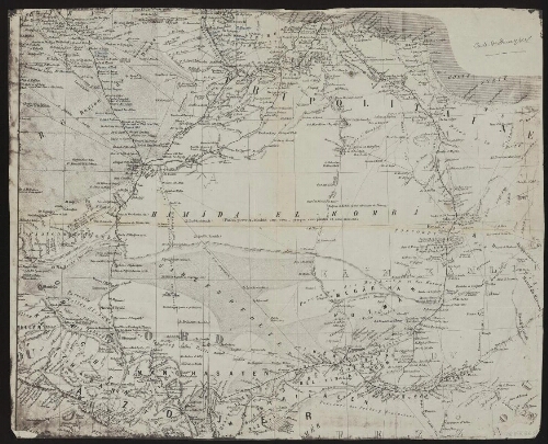 [Partie nord-est de la carte: Exploration du Sahara, années 1859, 1860, 1861. Carte du plateau central du Sahara comprenant le pays des Touareg du Nord, le Sahara algérien, tunisien et tripolitain]