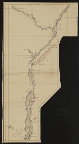 [Carte du fleuve Congo et de la rivière Alima, des environs de Msuata à Bonga, avec annotations manuscrites]