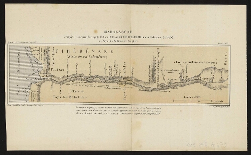 Madagascar. Croquis itinéraire du voyage fait en 1868 par Alfred Grandidier entre Tullear et Saloubé au pays des Antanosses Emigrés
