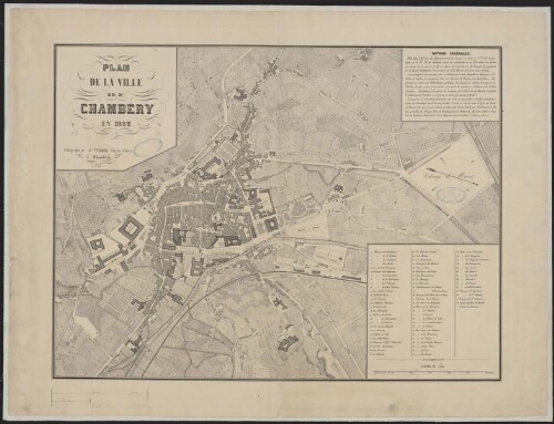 Plan de la ville de Chambéry en 1862