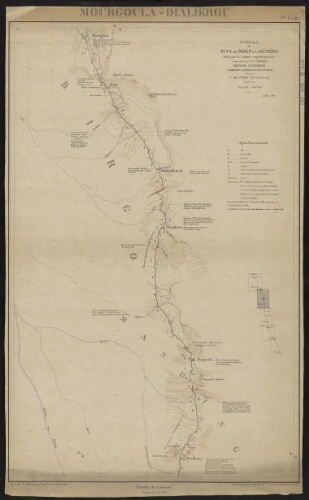 Itinéraire de Kita au Niger et à Kéniéra suivi par la colonne expéditionnaire commandée par le L[ieutenan]t Colonel Borgnis Desbordes commandant supérieur du Haut-Sénégal. 2me feuille, Mourgoula - Dialikrou