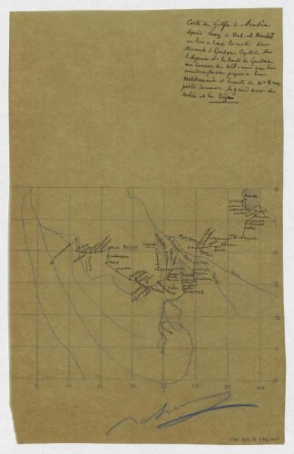 Carte du golfe d'Arabie depuis Suez à Bab-el Mandeb où l'on a tracé la route de Masuah à Gondar capitale de l'Abyssinie et la route de Gondar aux sources du Nil…