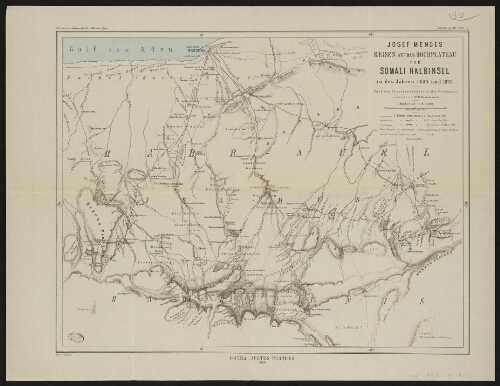 Josef Menges's Reisen auf das Hochplateau der Somali Halbinsel in den Jahren 1884 und 1892 : nach den Itineraraufnahmen des Reisenden