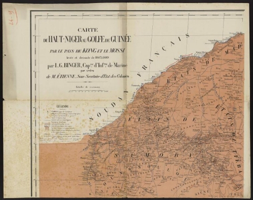 Carte du Haut-Niger au golfe de Guinée par le pays de Kong et le Mossi [quart nord-ouest]