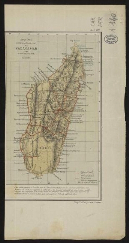 Esquisse d'une carte de Madagascar par Alfred Grandidier, juillet 1871