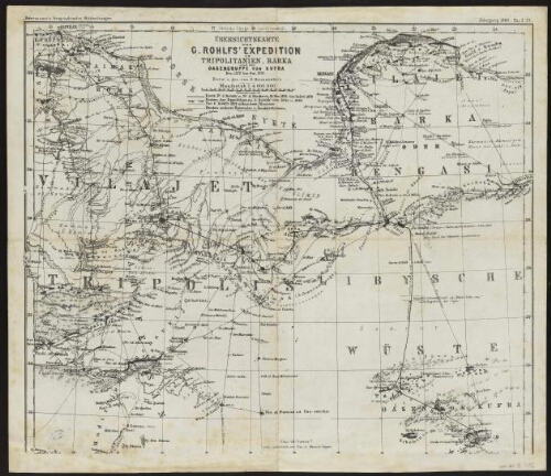 Ubersichtskarte von G. Rohlfs' Expedition in Tripolitanien, Barka und der Oasengruppe von Kufra, Dec. 1878 bis Oct. 1879