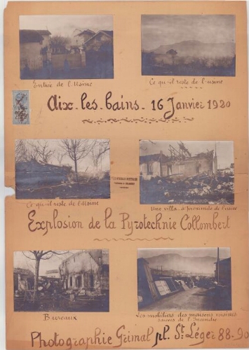 Explosion de la pyrotechnie Collombet, Aix-les-Bains, 16 janvier 1920