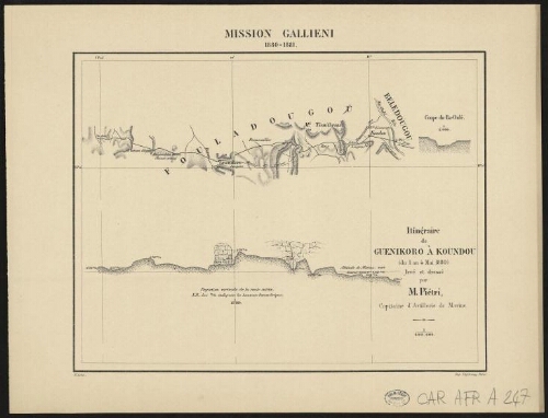 Mission Gallieni 1880-1881. Itinéraire de Guenikoro à Koundou