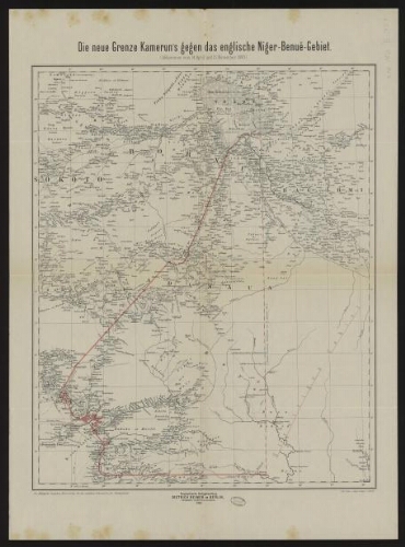 Die neue Grenze Kamerun's gegen das englische Niger-Benuë-Gebiet, Abkommen vom 14 April und 15 November 1893  : aus R. Kiepert Deutschen Kolonialatlas für den amtlichen Gebrauch in den Schutzgebieten