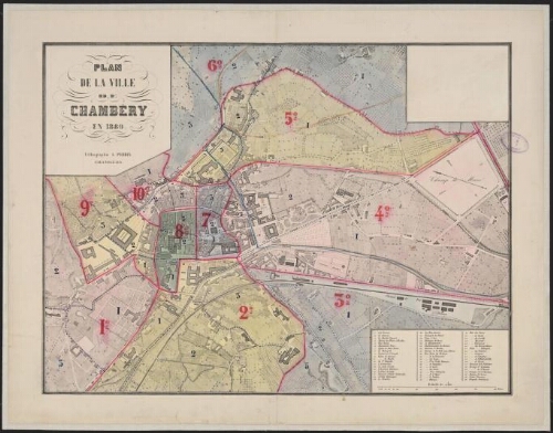 Plan de la ville de Chambéry en 1880
