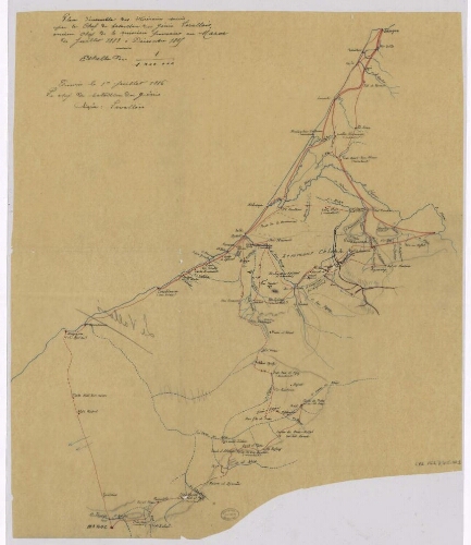 Plan d'ensemble des itinéraires suivis par le chef de bataillon du génie Levallois,…