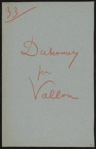 Notes sur la Dahomey par Vallon