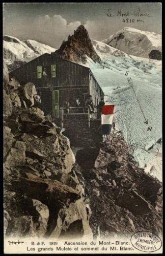 Ascension du Mont-Blanc. Les grands Mulets et sommet du Mt Blanc