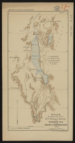 Route der Expedition des Grf. Samuel Teleki vom Baringo-See zu den Rudolf-u. Stefanie-Seen. 1888