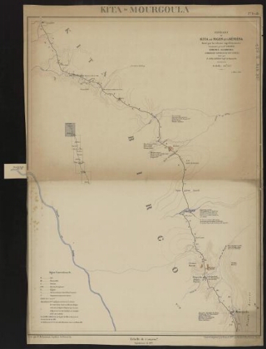 Itinéraire de Kita au Niger et à Kéniéra suivi par la colonne expéditionnaire commandée par le L[ieutenan]t Colonel Borgnis Desbordes commandant supérieur du Haut-Sénégal. 1re feuille, Kita - Mourgoula