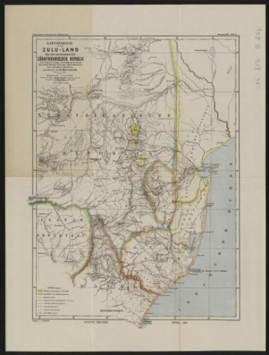 Kartenskizze von Zulu-Land und den Goldfeldern der Südafrikanischen Republik