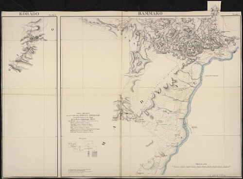 Carte dressée par ordre de Mr le colonel Borgnis-Desbordes commandant supérieur du Haut-Sénégal par la mission topographique 1882-83. Feuille 6, Kobado Feuille 7 Bammako