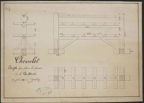 Chevalet projeté pour placer les harnais de la batterie en garnison à Chambéry