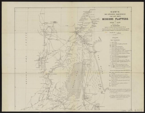 Carte des régions parcourues par les deux missions Flatters en 1180-1881 [moitié nord]