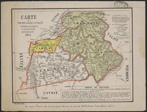 Carte du territoire savoisien neutralisé…