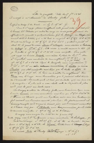 Lettre de Grenfell  envoyée à M. Maunoir de Stanley Falls