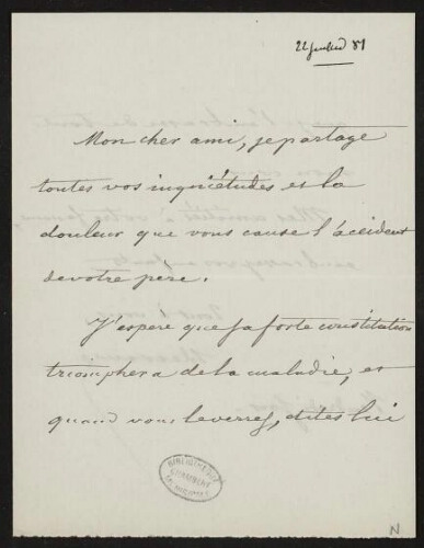 Lettre du général Desvaux à Lannoy de Bissy