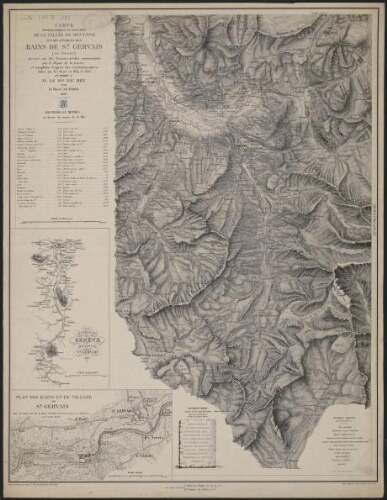Carte topographique et routière de la vallée de Montjoie et des environs des bains de St Gervais