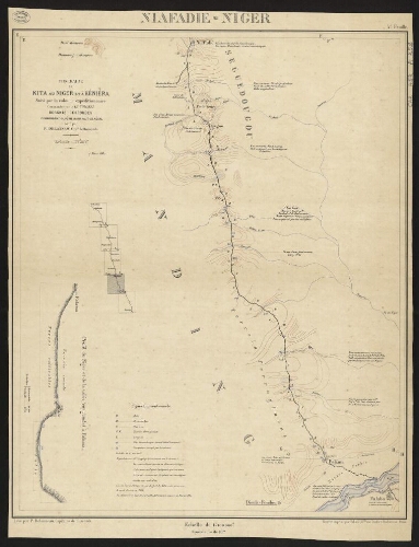 Itinéraire de Kita au Niger et à Kéniéra suivi par la colonne expéditionnaire commandée par le Lt colonel Borgnis-Desbordes commandant-supérieur du Haut-Sénég. 4e feuille, Niafadie-Niger