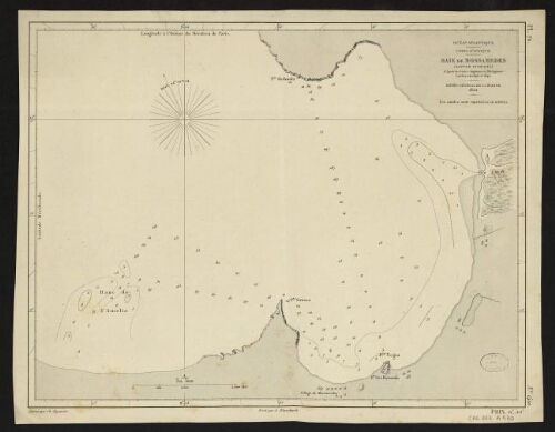 Océan atlantique, côtes d'Afrique, baie de Mossamedes, little fish bay, d'après les cartes anglaises et portugaises levées en 1843 et 1845