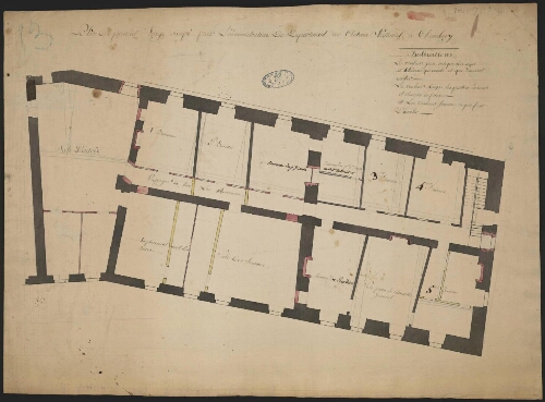 Plan du premier étage occupé par l'administration du département au château national à Chambéry