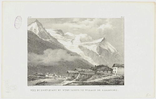 Vue du Mont-Blanc et d'une partie du village de Chamouny