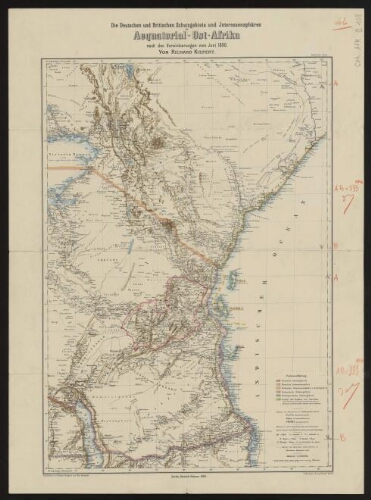 Die deutschen und britischen Schutzgebiete und Interessensphären Aequatorial-Ost-Afrika nach den Vereinbarungen vom Juni 1890