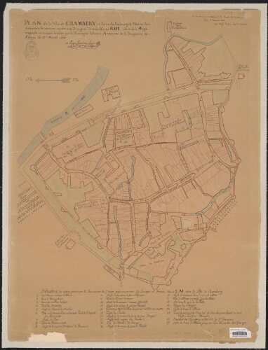 Plan de la ville de Chambéry et partie du faubourg de Montmeillant…
