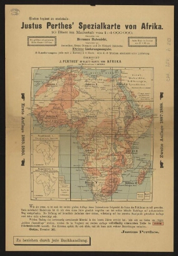Ubersicht zu J. Perthes' 10 Blatt-Karte von Afrika im Masstab von 1:4.000.000