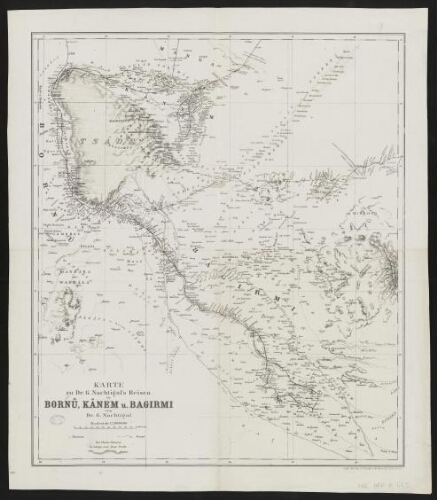 Karte zu Dr G. Nachtigal's Reisen in Bornû, Kânem u. Bagirmi