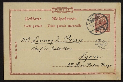 Carte postale d'Hermann Habenicht à Lannoy de Bissy