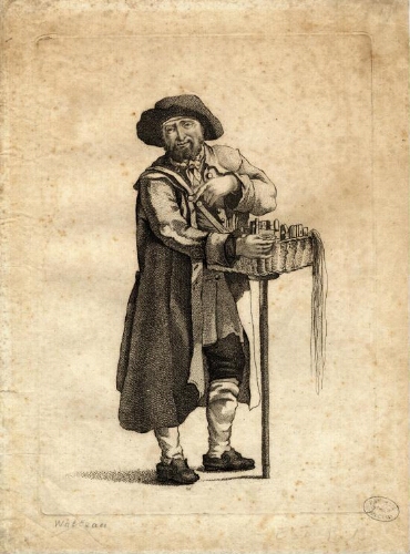 Un colporteur avec ses fournitures