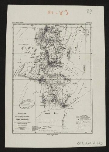 Originalkarte der Quellgebiete der Flüsse Tumat, Jabus u. Jal : nach Ferechungen in den Jahren 1881 u. 1882