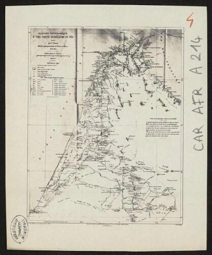 Esquisse topographique d'une partie du royaume de Fès tracée par C. Tissot ministre plénipotentiaire de France au Maroc 1872-1875