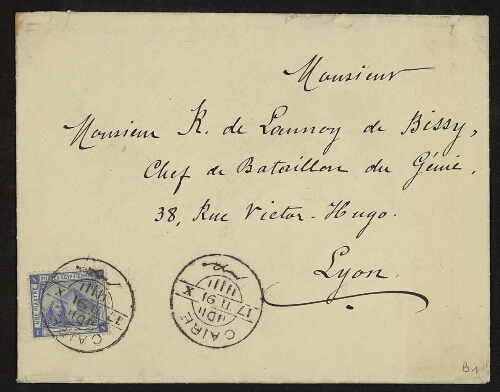 Lettre signée A. Robert ? À Lannoy de Bissy, au sujet de la route suivie par l'expédition Munziger en novembre 1875