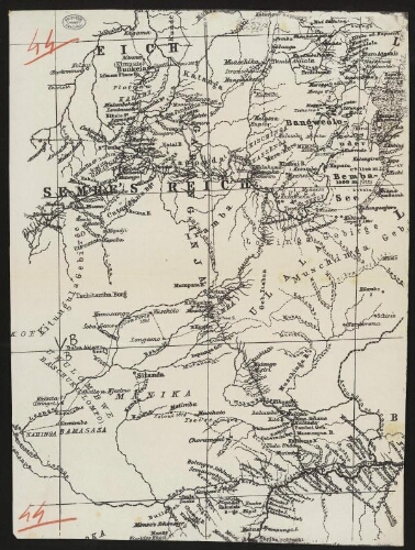 [Carte du lac Bangweulu et de la région située à l'ouest et au sud de ce lac]