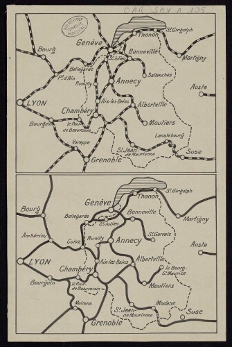 Réseaux comparés des routes postées [1829] et des chemins de fer [1929]