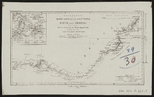 [Réduction de] Reiseroute des Major's Heath und des Lieuts. Peyton von Harar nach Berbera. Juni 1885. Nach dem Aufnahmen des Brigade Majors Heath