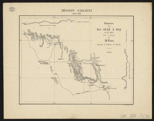 Mission Gallieni 1880-1881. Itinéraire de Ba-Oulé à Dio