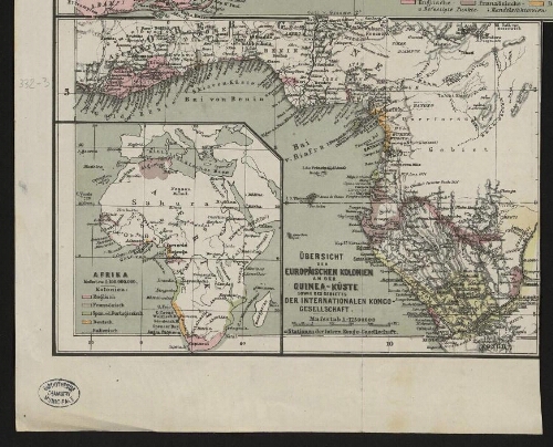 Ubersicht der europäischen Kolonien an der Guinea-Küste sowie des Gebietes der internationalen Kongo-Gesellschaft