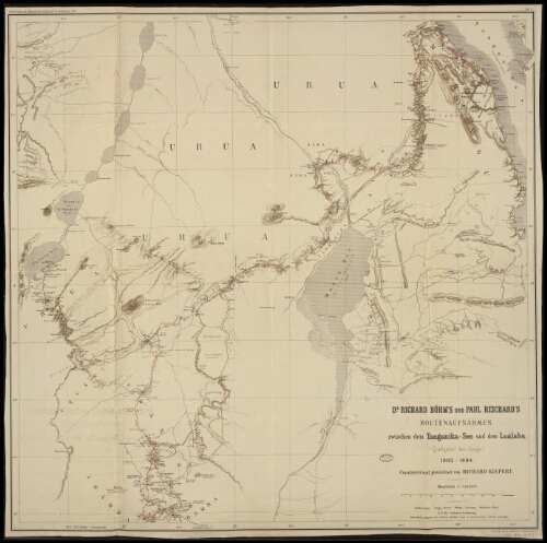 Dr Richard Böhm's und Paul Reichard's Routenaufnahmen zwischen dem Tanganika-See und dem Lualaba, Quellgebiet des Congo, 1883-1884