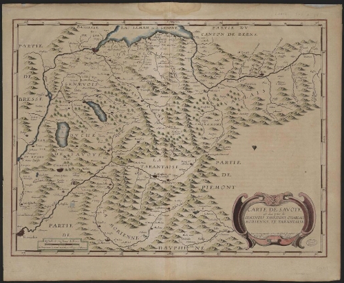 Carte de Savoye et des païs de Genevois, Faussigni, Chablais, Morienne, et Tarentaise