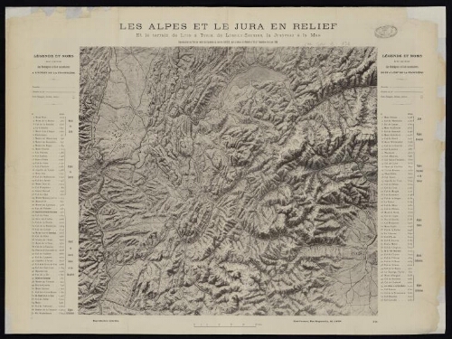 Les Alpes et le Jura en relief et le terrain de Lyon à Turin, de Lons-le-Saunier, la Jungfrau à la mer 