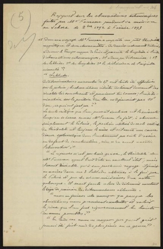 Notes et copies concernant le rapport sur les observations astronomiques faites par Mr Foureau pendant sa mission au Sahara d'octobre 1892 à février 1893