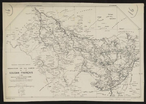 [Reproduction de] Expédition Galliéni 1886-87. Réduction de la carte du Soudan français au 1:750 000